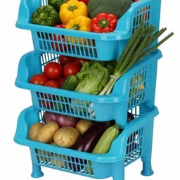 shree craft Fruits & vegetable basket Blue Plastic Fruit & Vegetable Basket image 3