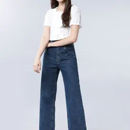 tokyo talkies Women Flared Mid Rise Blue Jeans image 5