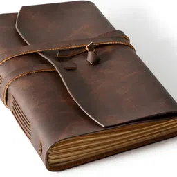 craftexports Finished Leather Journal With 100% Handmade Recycled Antique Paper A5 Notebook Ruled 288 Pages image 1
