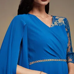 miss chase Women A-line Blue Maxi/Full Length Dress image 5