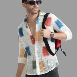 jkbran Men Regular Fit Printed Spread Collar Casual Shirt image 1