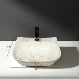 clayramic 2 in 1 Premium Designer Ceramic Washbasin With Waste Coupling & Pipe Set (12x16x5)(M-DD2-Tap-1010) Table Top Basin image 4