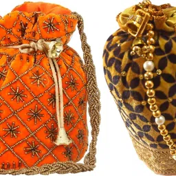 rapid costore Girls Orange, Black, Gold Potli-picture-31