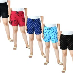 indistar Pack of 3 Printed Women Multicolor Regular Shorts-picture-11