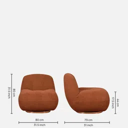 casacraft from pepperfry Epephanio Fabric Swivel Lounge Chair In Rust Color image 2