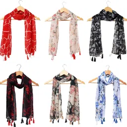 riddle needle Printed Chiffon Women Multicolor Scarf, Stole, Fancy Scarf-picture-17