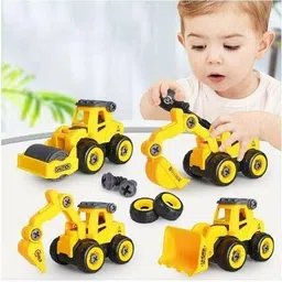 Plastic Construction Trucks With Screwdriver Tool, 4 Pack, Multicolour-image-60
