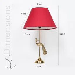 kapoor lampshades Torre Brass Finish Aluminium Table Lamp with Maroon Cotton Shade image 4