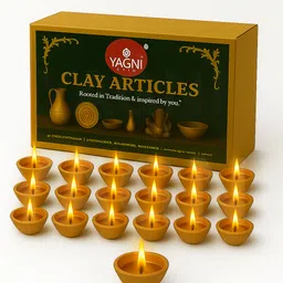 Handmade Clay Diya | Eco-Friendly Terracotta Earthen Pooja Diya for Diwali Decor Earthenware (Pack of 20) Table Diya Set-image-4