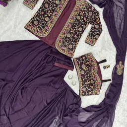 nilormy Ready to Wear Embroidered Pre Draped Saree Tussar Silk Saree image 4