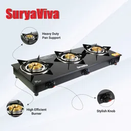 suryaviva Photon 3B Combo Kadhai Glass Manual Gas Stove image 5