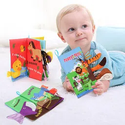 baby moo Forest Tail Early Children Sensory Development 3D Cloth Book With Rustle Paper image 5