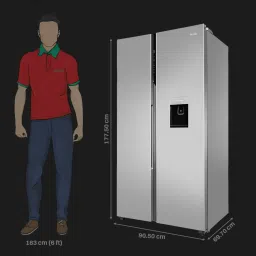 Haier 596 Litres 3 Star Frost Free Side by Side Smart Wifi Enabled Refrigerator with Deo Fresh Technology (HRS-682SWDU1, Shiny Steel) image 3