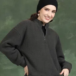 tokyo talkies Women Full Sleeve Solid Sweatshirt image 1