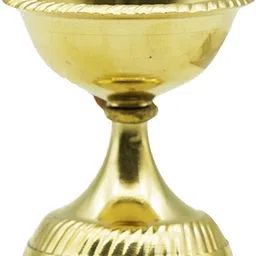 puja n pujari Brass Loban Burner Aarti Diya with Handle - Harathi Stand for Pooja Brass Table Diya image 5