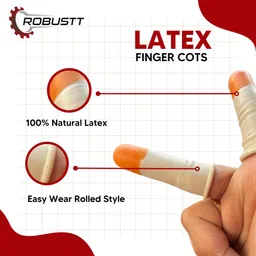 robustt Premium Quality Disposable Latex Finger Cots,Safe Rubber Fingertips. Latex Safety Gloves image 2
