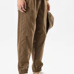 snitch Men Solid Brown Track Pants image 1