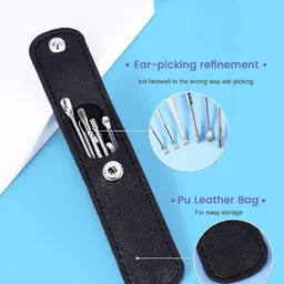 scabiosa Resuable Ear Cleaner Tool Set with Storage Leather Pouch image 5