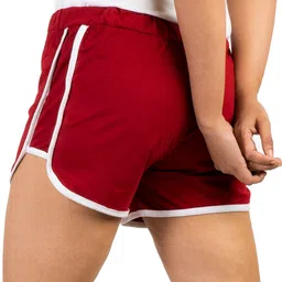 powermerc Solid Women Maroon Regular Shorts image 3
