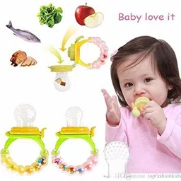 kidsify Nibbler, Soother for Babies | Pacifier for New Born Baby with Rattle Handle | Silicone Fruit and Juice Feeder Kids Nipple Pacifier for Fruit Vegetable BPA Free (Yellow) Soother image 4