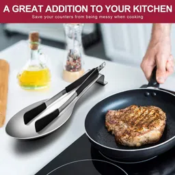 rabbonix Spoon Rest for Home & Kitchen | Spatula Ladle Holder | Spoon Rest Holder Stainless Steel Serving Spoon Set image 4