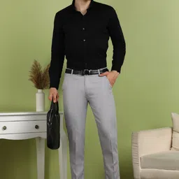 fubar Men Regular Fit Grey Viscose Rayon Trousers image 3