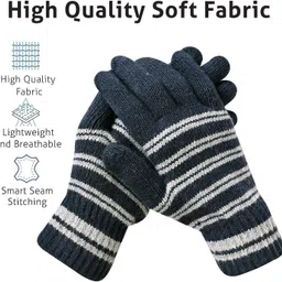 hoc Striped, Self Design, Printed Winter Women Gloves image 2