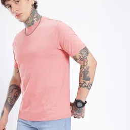 glitchez Men Printed Round Neck Pure Cotton Red T-Shirt image 2