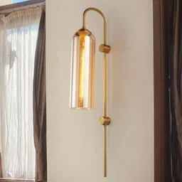 stello Elegant Gold Wall Light with Clear Glass Tube image 5