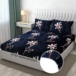 exfab Woolen King Fitted (Elastic) 354 TC Printed Bedsheet-picture-17