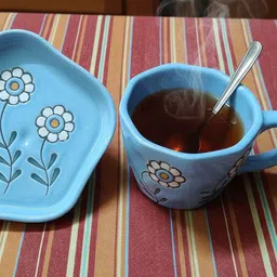 abc Pack of 1 Ceramic Elegant Sky Blue Ceramic Cup with Matching Saucer-picture-20