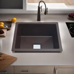 sumra g Quartz Single Bowl Phantom Granite Sink for Kitchen And Pvc Waste Pipe-Flushmount/Undermount (21 x 18 x 9) Vessel Sink image 2
