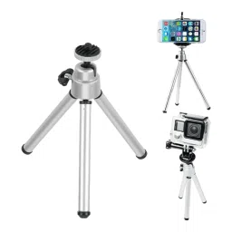 HIFFIN Mini 17.5cm Adjustable Tripod for Mobile and Camera (360 Degree Rotatable, Silver) image 5