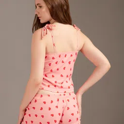 dreambe Women Night Suit Set Pink Printed image 2