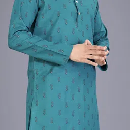 spoque Men Printed Cotton Blend Straight Kurta image 2