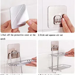 empire corporation Wall Mounted Double Layer soap Dish Holder Stainless Steel Wall Hanging Soap Storage Rack for Kitchen Bathroom-with Self Adhesive Magic Sticker image 3