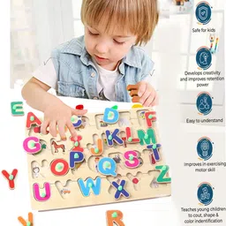bozica Wooden Educational Creative learning A To Z English Alphabets Board Puzzle image 4