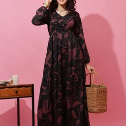 sheetal associates Women Fit and Flare Black Maxi/Full Length Dress image 2