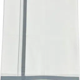 Prakasam Cotton Premium Quality White with Ash Border Single (1.27X2.00mtrs) Solid Men Dhoti-picture-17