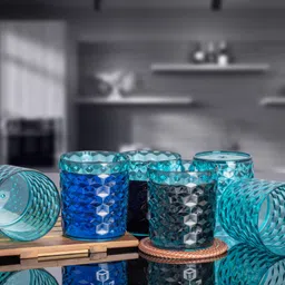 sentricus (Pack of 16) PLASTIC WATER JUICE GLASS BLUE 16 Glass Set Water/Juice Glass image 2