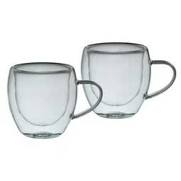 ceradeco (Set of 2) 220ml Double Wall Glass Coffee Mug image 3