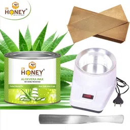 dr.honey aloe Vera wax 601.36 gram strips and sticks and wax heater soft wax waxing For under arms & legs and full body hair removal all skin type for man| woman| girls| boys 100% natural wax Slowing down of hair re-growth soft wax 100% natural soft wax Wax image 1