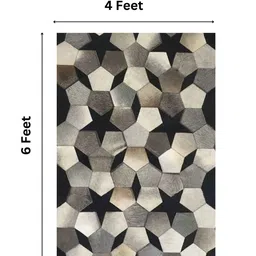 dazzhome Grey & Black Hair On Leather Geometrical Hand Woven 4X6ft Carpet image 3