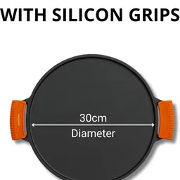 human hydro Pre-Seasoned Cast Iron Tawa for Dosa/Chilla with Wooden Spatula & Silicone Grips Tawa 30.48 cm diameter image 2
