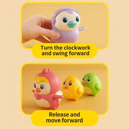 arcshi Wind Up Toys for Kids � 2 Pack Hopping Penguin & Chick Rattle image 3