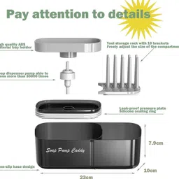 avablue 3-in-1 Kitchen Soap Dispenser with Sponge Holder for Dishwashing Sink Washing Machine Soap Dispenser image 3