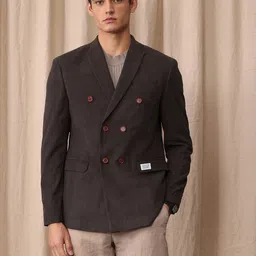 mr bowerbird Men Self Design Double Breasted Casual Blazer image 3