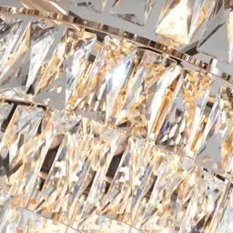 xozti Crystal Gold Polish metal 300mm Chandelier Hanging Ceiling Pendant Jhoomer Chandelier Ceiling Lamp image 2
