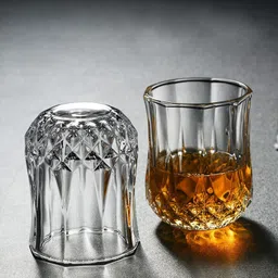 (Pack of 12) Diamond Cut Deluxe Lead Free Crystal Clear Whiskey, Wine , Beer and Scotch Unique Bourbon Glass Set 225 ML Pack of (12 pcs.) Glass Set Whisky Glass-image-0