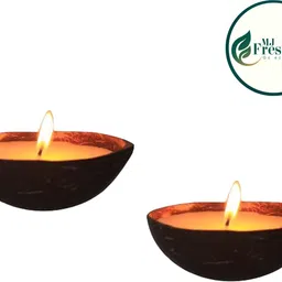 fresh bio Natural Coconut Shell Soy Wax Candle (Glossy Bowl) | Oval Shape-Jasmine, 5WX10H Candle-picture-12